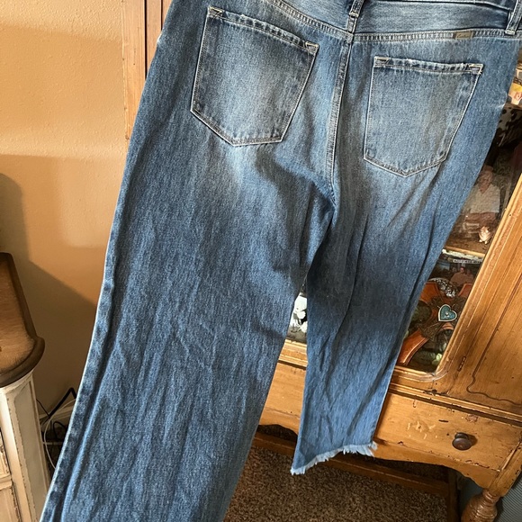 KanCan high waisted button front distressed blue jeans only worn once. - Picture 2 of 4